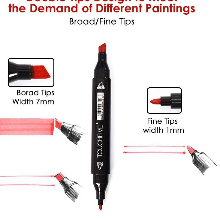 

MFVW Touch Spidol Dual Side Fine Art Marker 24 / 30 / 40 / 48 / 60 / 80 / 168 / double headed marker set Multi Color Promo Spesial