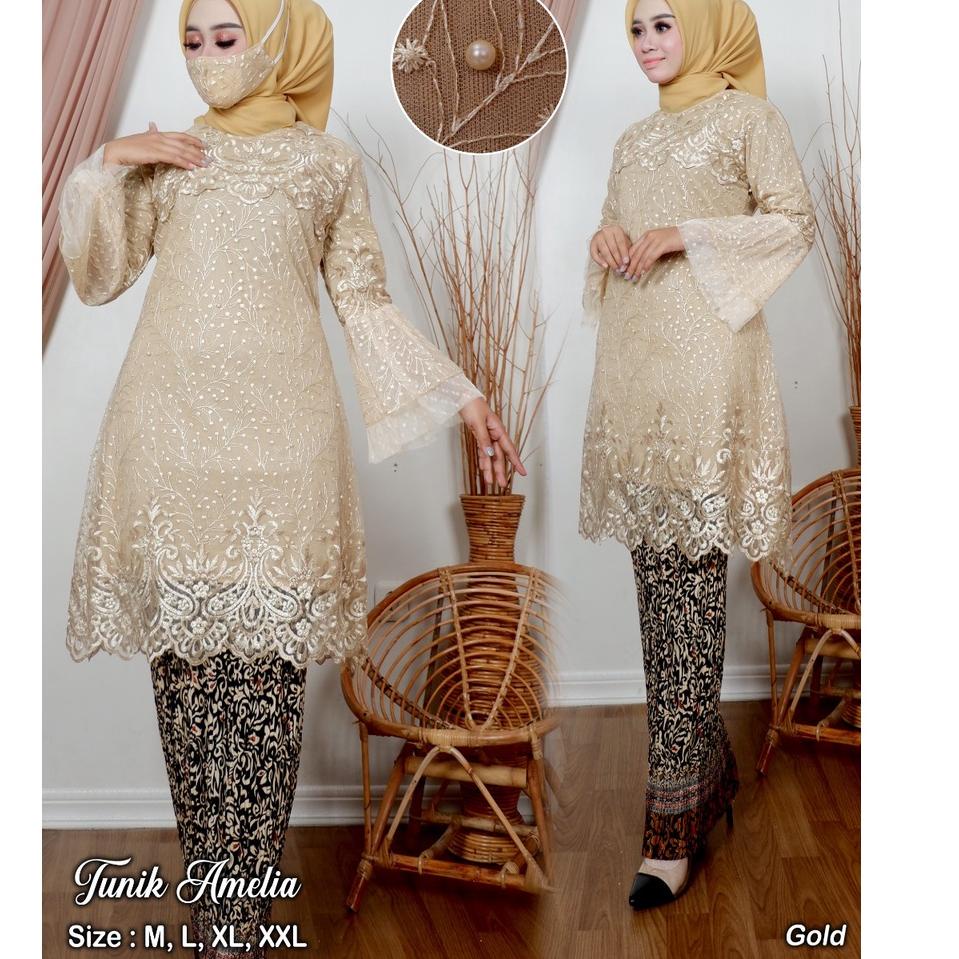 TUNIK KEBAYA MODERN AMELIA - ATASAN TUNIK TILE - KEBAYA BROKAT - KEBAYA KONDANGAN- KEBAYA PESTA ▫ BB