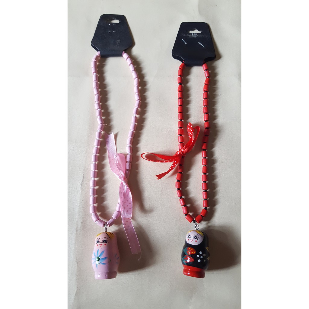 Kalung Kayu Anak-Anak Model Boneka Jepang