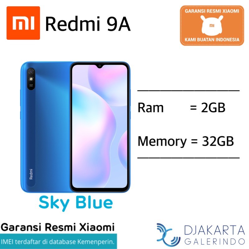 Xiaomi Redmi 9A 2/32GB - 3/32 GB - Garansi Resmi Xiaomi ✅-Sky Blue (2/32GB)