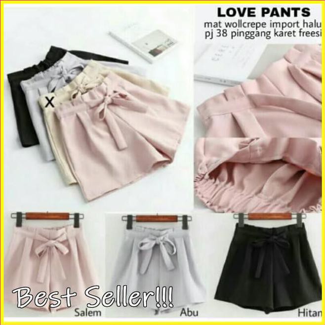 7J6M Celana Pendek Love Pants Korea Hot Pants Hotpants Wanita Cewek - Merah Salem Ttpp