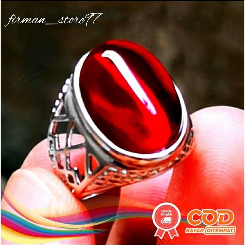 Cincin Batu Akik Permata Merah Delima Bangkok Siap Pakai