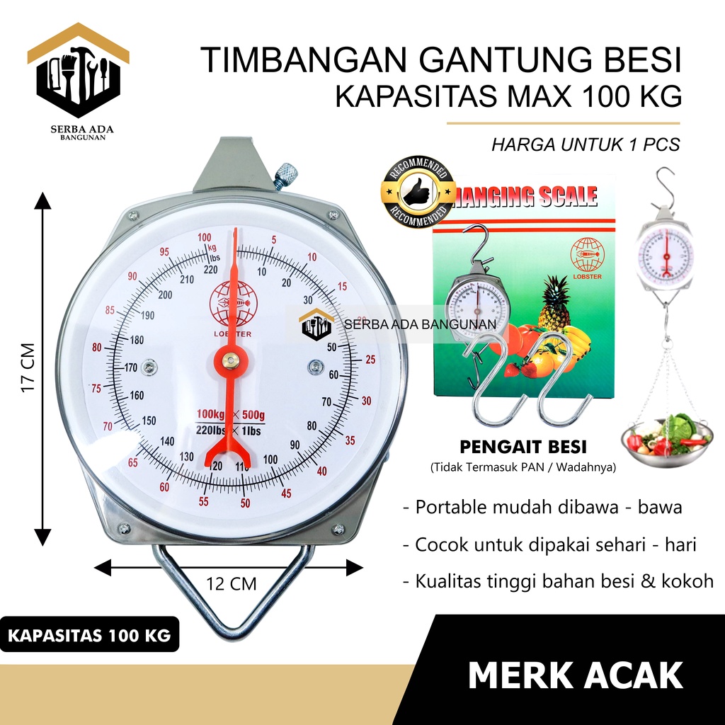 Timbangan Gantung Jarum Manual HANGING SCALE 25kg 50kg 100kg