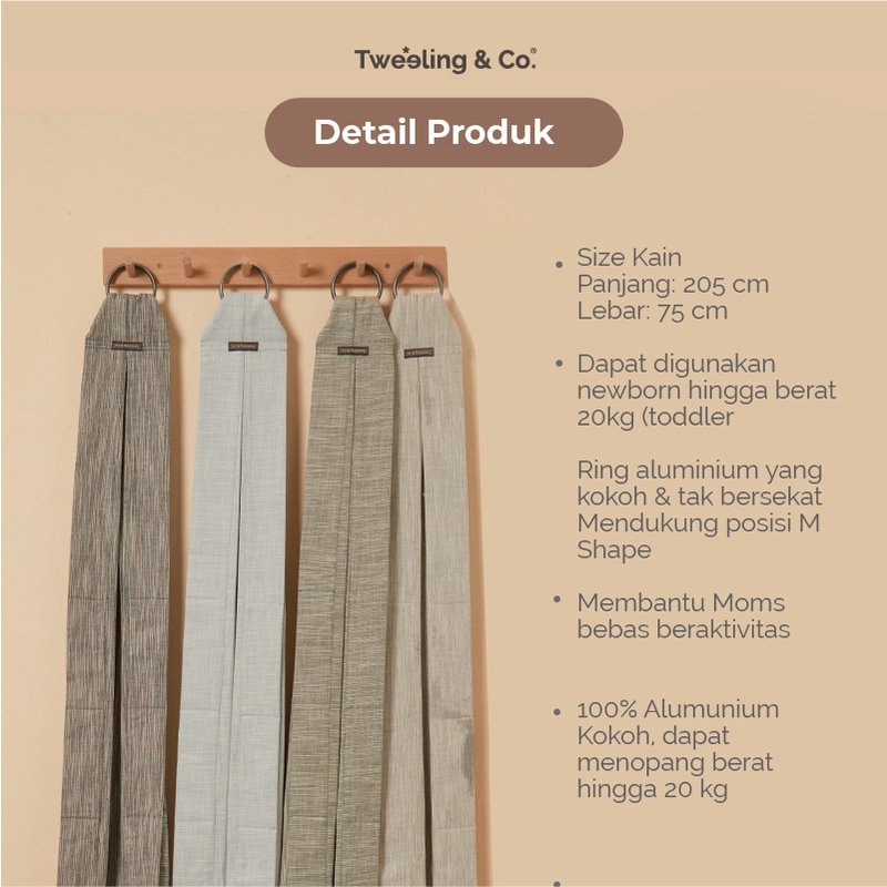 Tweeling &amp; Co. Fine Collection Baby Sling - Kain Gendongan Bayi Ring Sling /Gendongan Ring Sling
