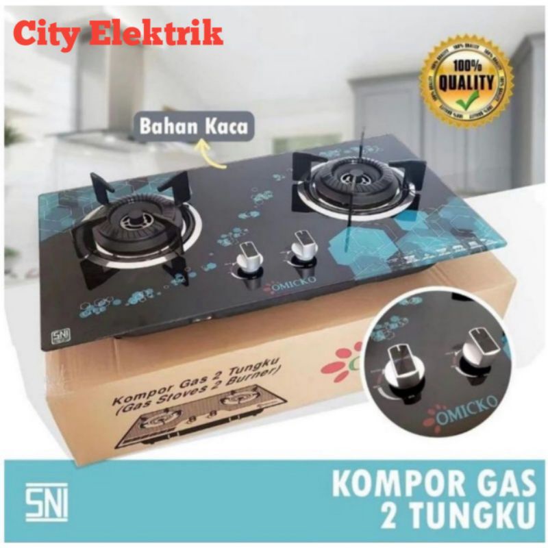 KOMPOR GAS TANAM OMICKO 2 TUNGKU &amp; 3 TUNGKU / KOMPOR KACA TANAM OMICKO 2 TUNGKU / 3 TUNGKU / FULL BURNER