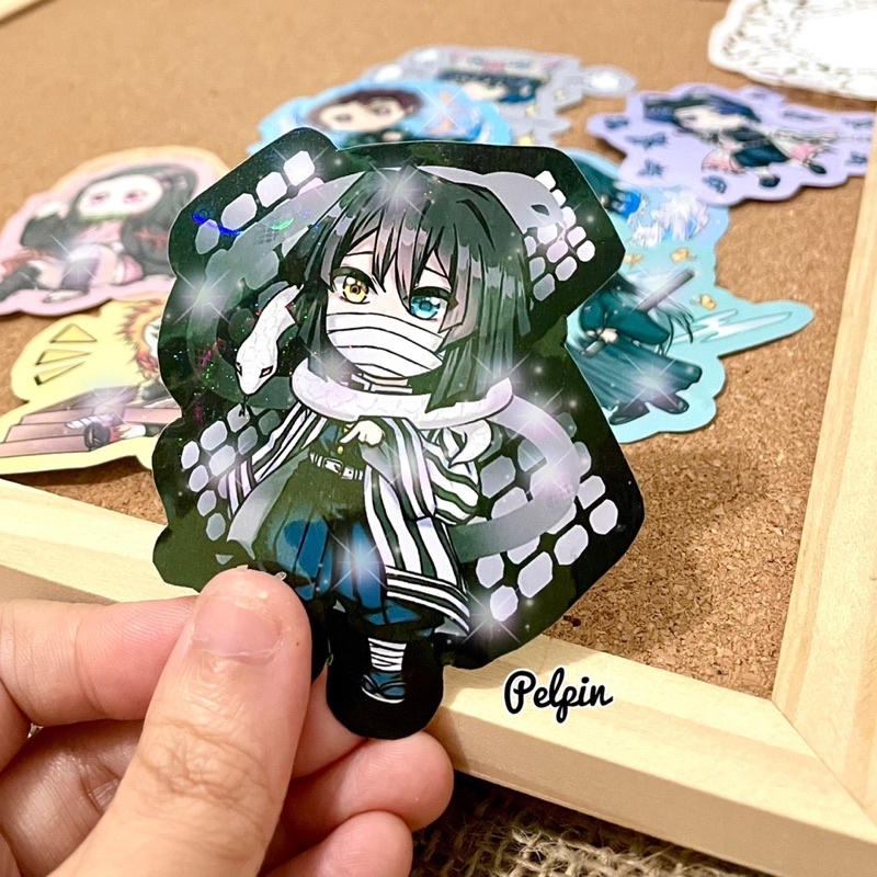 sticker set besar hologram glitter stiker set demon slayers kimetsu no yaiba nezuko tanjiro anime