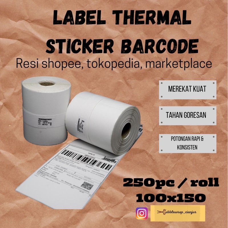 

bubblewrap_cianjur * LABEL THERMAL STICKER BARCODE 150 x 100 sticker resi marketplace