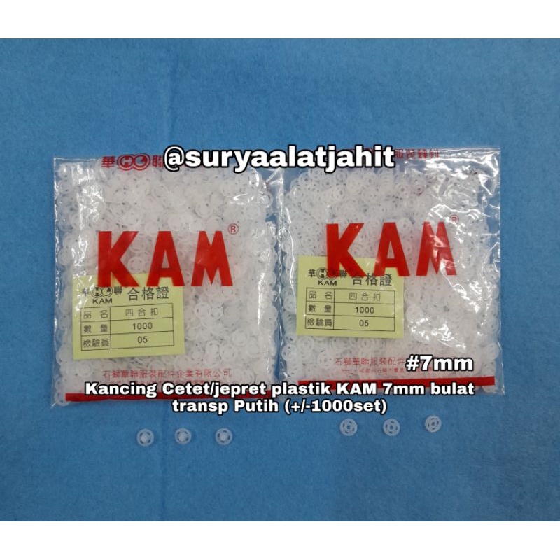 Kancing jepret Plastik KAM 7mm bulat transp =rp.137.500/1000psg