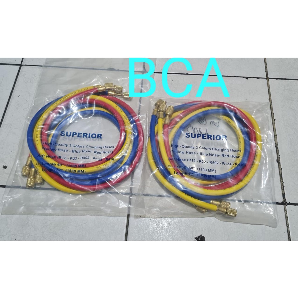 SELANG MANIFOLD AC 3 Warna Panjang 1.5 Meter 3 PC KOMPLIT R134 R12 R22 404 502