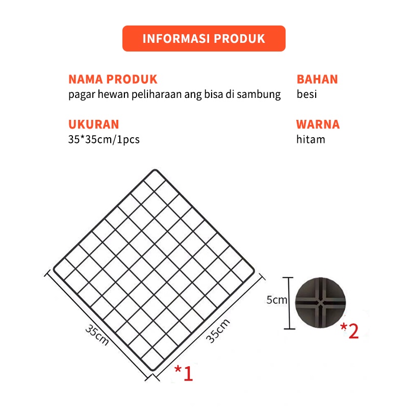 Kandang Hewan Peliharaan / Kandang Anjing / Kandang Kucing / Kandang Hamster Burung Pagar Besi DIY-4