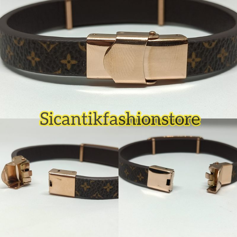 Gelang Titanium Wanita Gelang Bahan Kulit 19CM Fashion Wanita Terlaris Anti Karat Gelang Wanita Gold