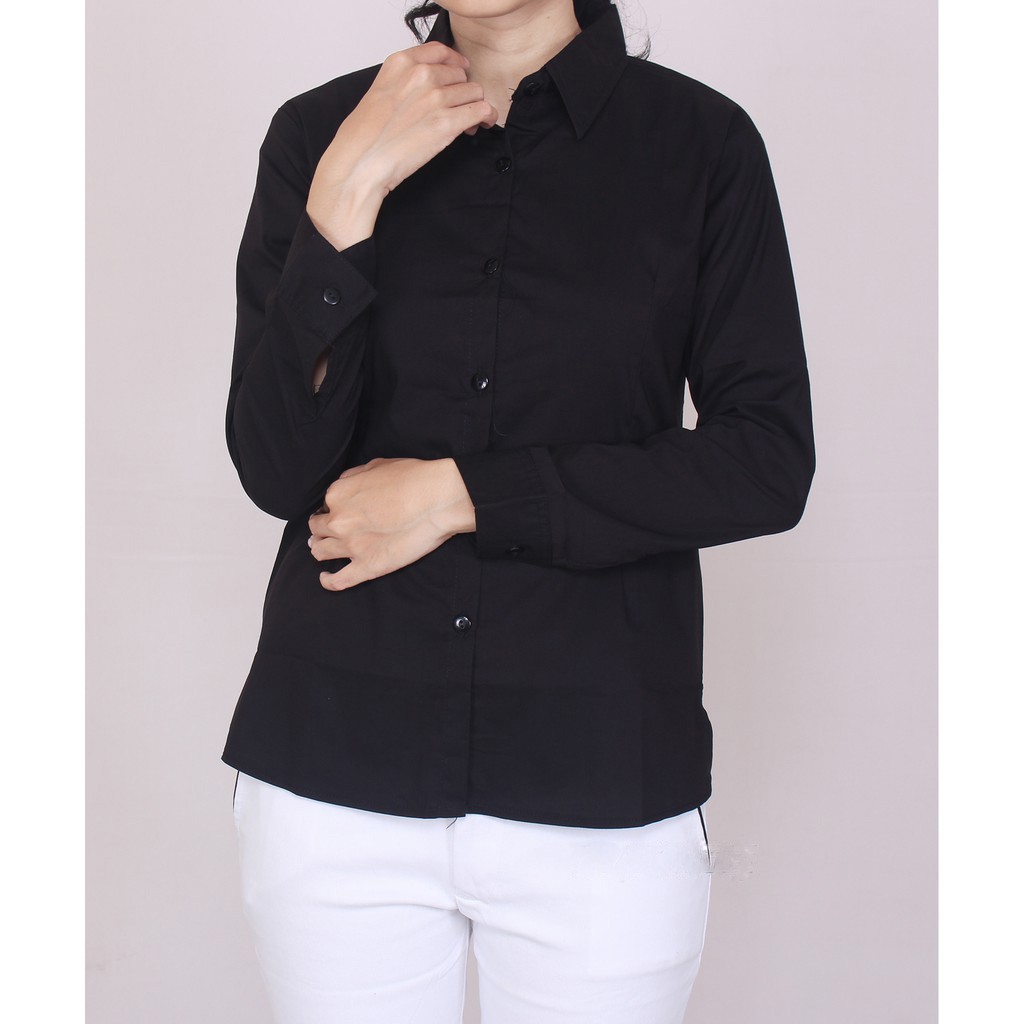 Kemeja Wanita Hitam All size TOYOBO ORIGINAL-3