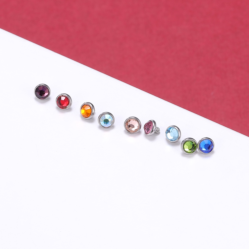 1 Set Tindik Bahan Baja Kristal Mikro Dermal Opal Ukuran 2.5 / 3 / 4mm Untuk Kulit