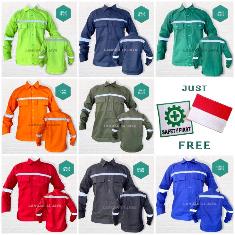 Wearpack Safety Atasan /Dongker polos/Kemeja Safety/Baju Kerja Lapangan/APD K3