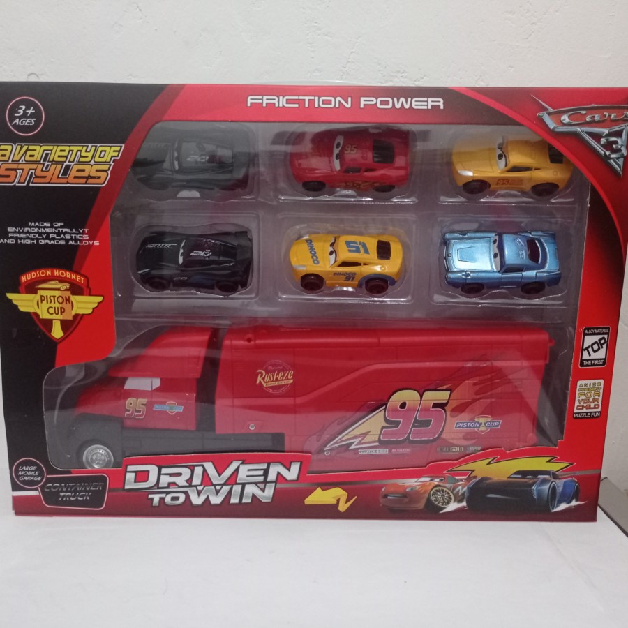 McQueen Set Large Mobile Garage Mainan truk kontainer McQueen