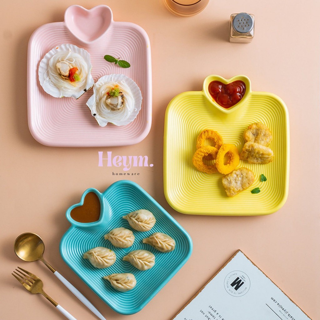 Heart Plate Ceramic Grig Love Wadah Saji Piring Makan Piring Love Keramik
