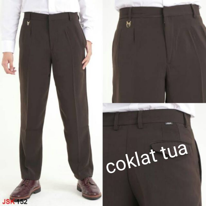 CELANA BAHAN KERJA CDL FORMAL  KHUSUS COKLAT size 27-38