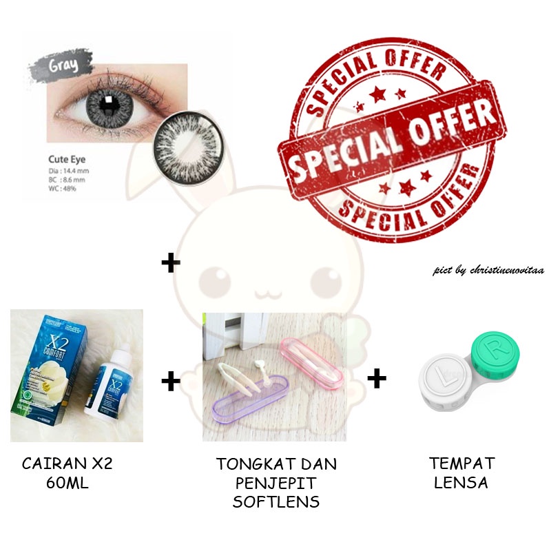 Paket Hemat Softlens Pemula Cute Eye Living Color 14.4mm BIG EYES