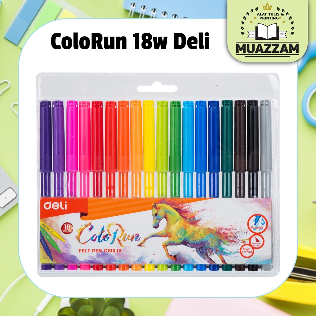 

Deli Spidol Warna Felt Pen 1.0mm 18 Warna C10013