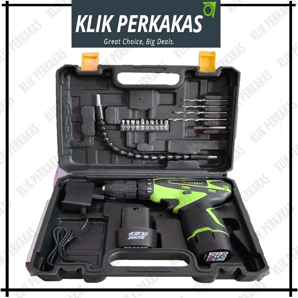 MESIN BOR CHARGER BATERAI CORDLESS DRILL SET AKSESORIS 082-05 NANKAI