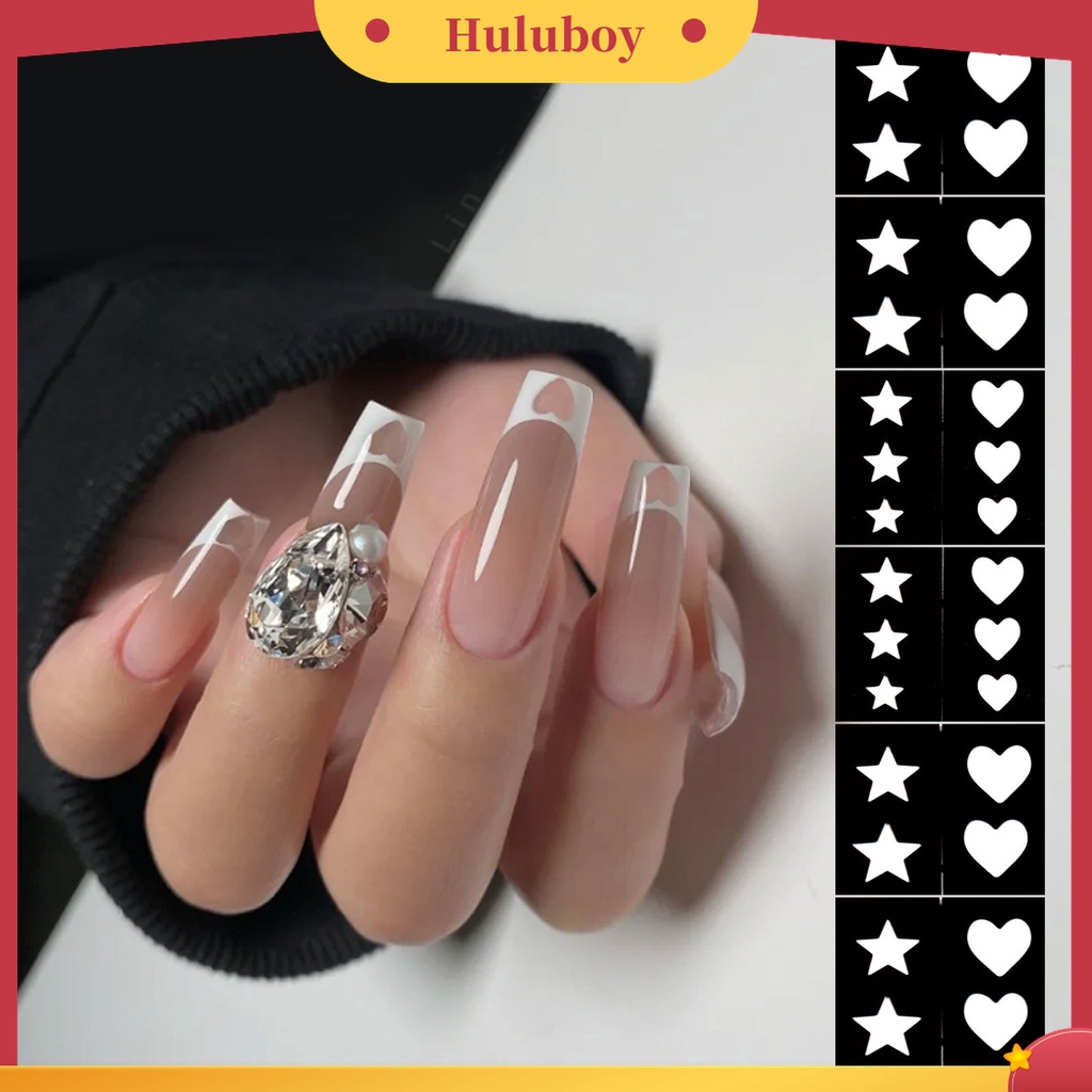 Huluboy Huluboy♡ Stiker Kuku Motif Hati / Bintang Untuk Nail Art