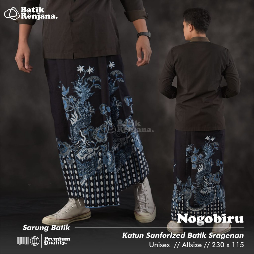 NOGOBIRU Sarung Batik Pria Cowok Dewasa Premium Motif Batik Asli Solo ALL Size RENJANA