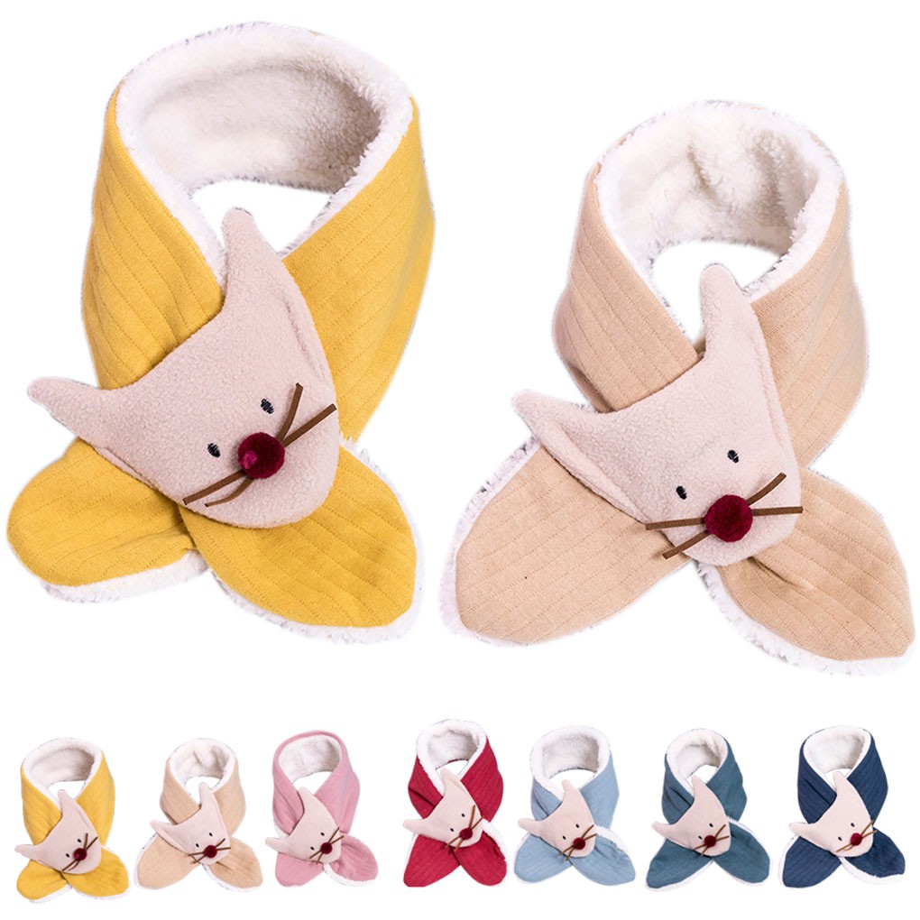 Scarf Katun Hangat Anak Laki Laki Perempuan Gambar Kartun Rubah Untuk Musim Dingin