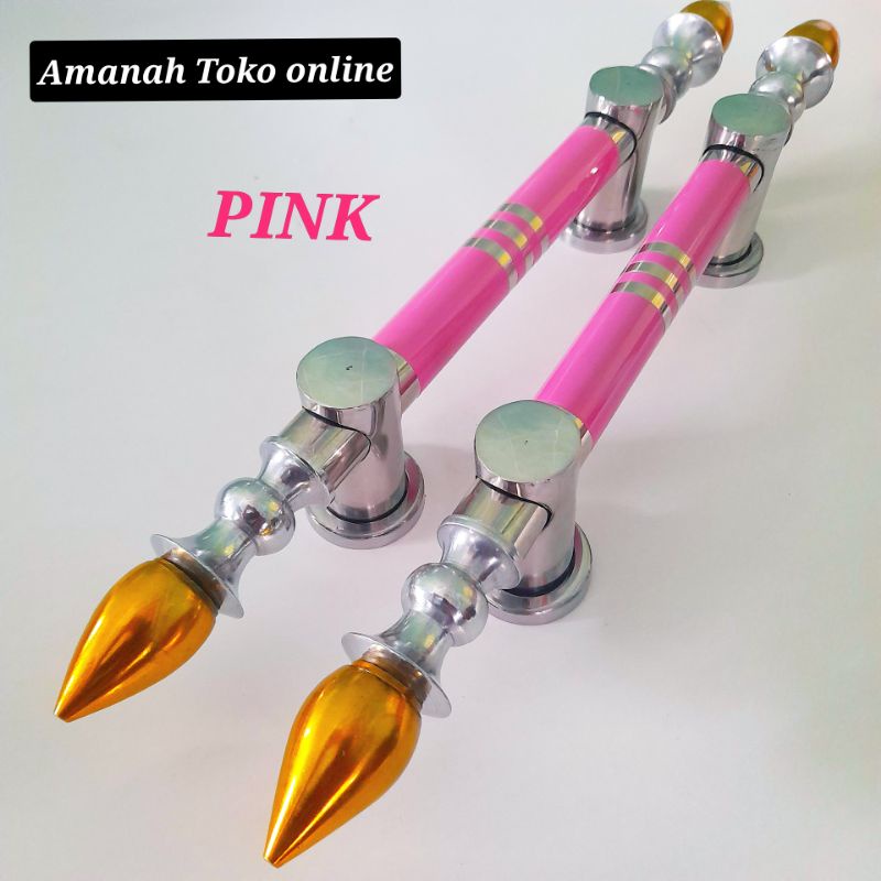 Fullset - Gagang Pintu Rumah stainless 1set kunci rumah pintu kupu tarung PINK 45CM