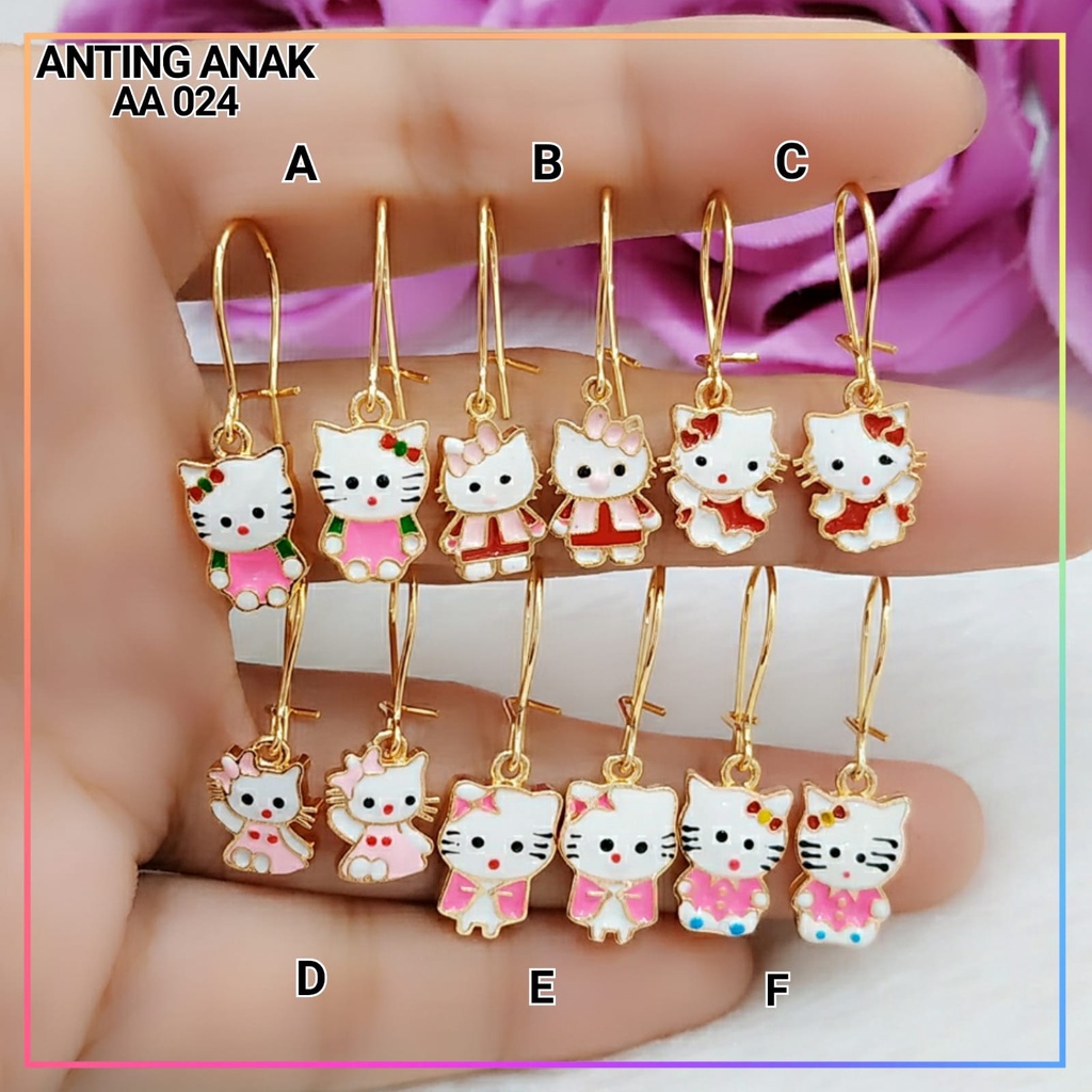 Anting xuping anting anak karakter hello kitty pink lucu perhiasan anak lapis emas gold AA 024