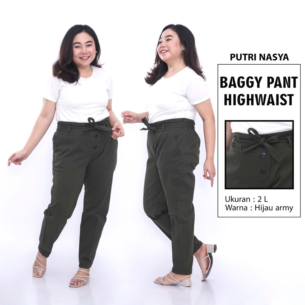 Putri Nasya - Celana Big Size Panjang Ukuran 8L,6L,5L,4L,2L,XL, All Size Warna Cream Moca Capucino Hitam Abu Tua Muda Navy Army
