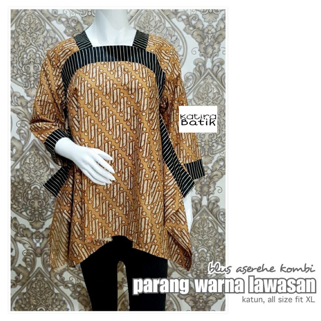 BLUS ASEREHE KOMBI PARANG WARNA LAWASAN BLUS BATIK CEWEK BLOUSE BATIK WANITA SERAGAM BATIK KERJA