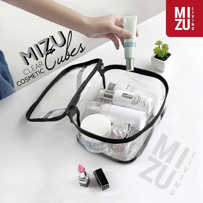 MIZU CUBES Clear Cosmetic Cube Transparent Makeup Travel PVC Wash Bag