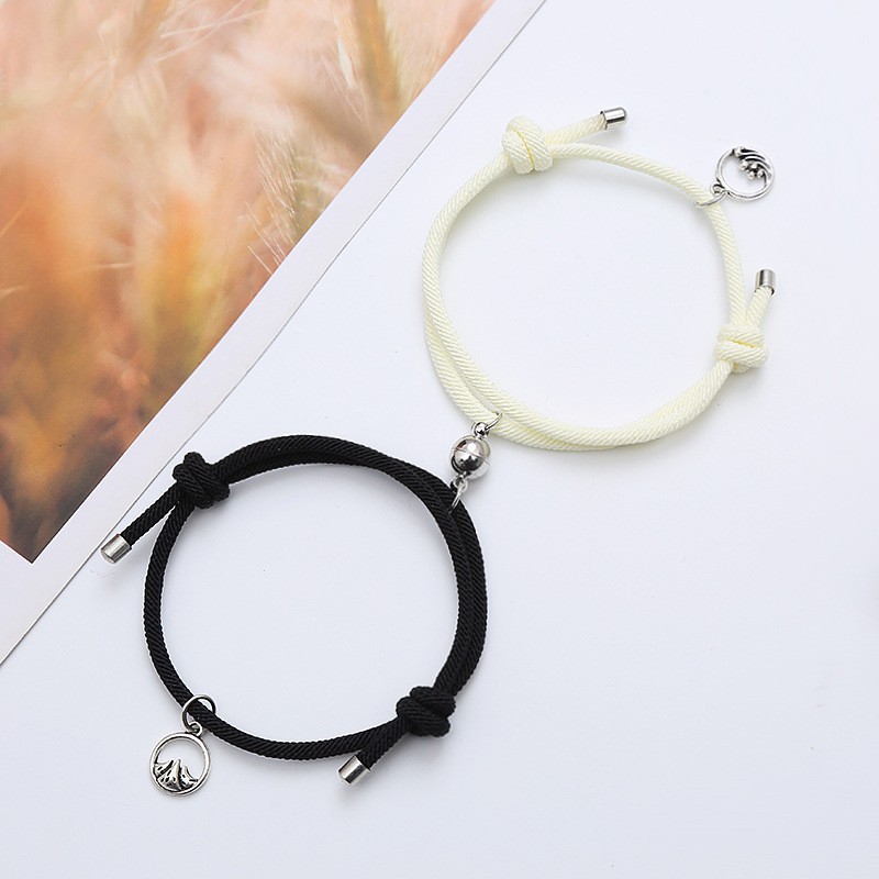 2 Pcs Gelang Magnet Couple Gelang etnik bead Tali Attract Braided Bracelet untuk Pasangan-4