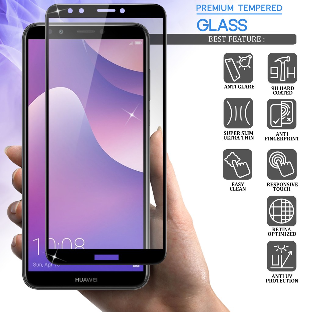 Tempered Glass Full 9D For Huawei Y7 Prime 2018 Full Layar