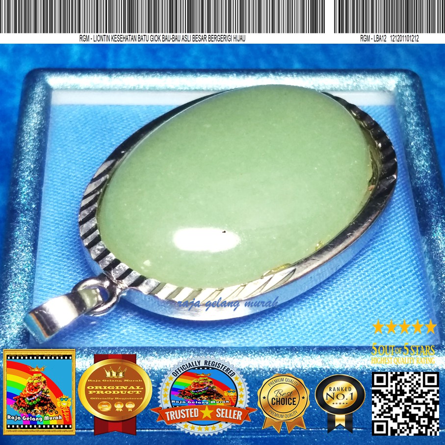 Raja Gelang  Murah Liontin Kesehatan Batu Giok Bau -Bau Asli besar bergerigi  Hijau