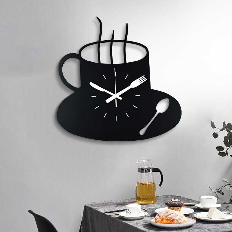 Jam Dinding Quartz Creative Design Model Coffe Clock - MM60WC