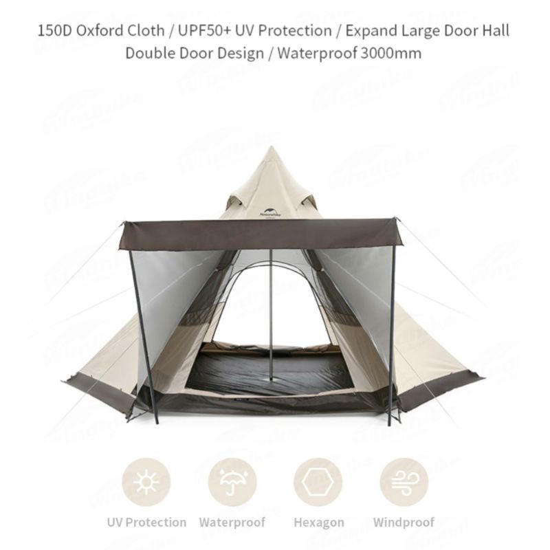 TENDA RANCH NATUREHIKE NH20ZP013 COTTON SERIES HEXAGONAL PYRAMID WATERPROOF WINDPROOF TENT TENDA KAP