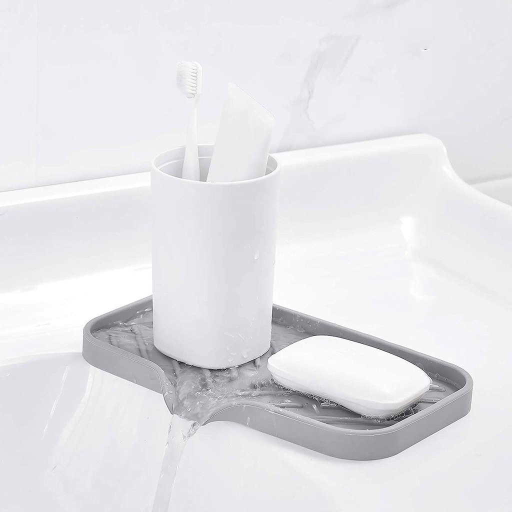 [Elegan] Sabun Cuci Piring Wastafel Bathtub Silikon Dengan Saluran Pembuangan Spout Storage Tray Sink Organizer Kotak Sabun