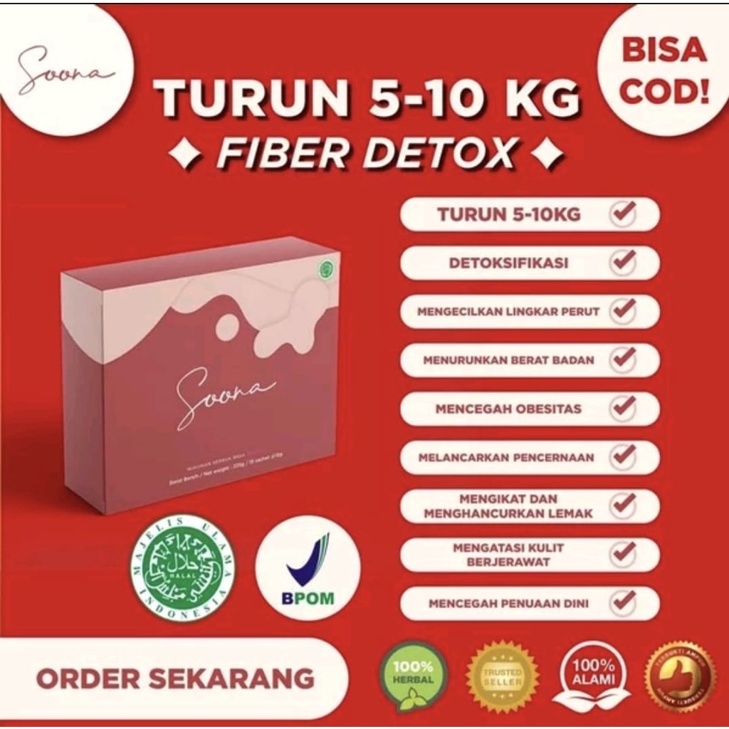 SOONA Diet High Fiber Detox by Siapa Mau Kurus Minuman Detox dan Pelangsing 15 Sachet Minuman Diet