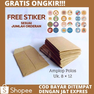 FREE STIKER 8x12 cm Amplop craft coklat polos  / Amplop Coklat Packaging / Amplop Vintage