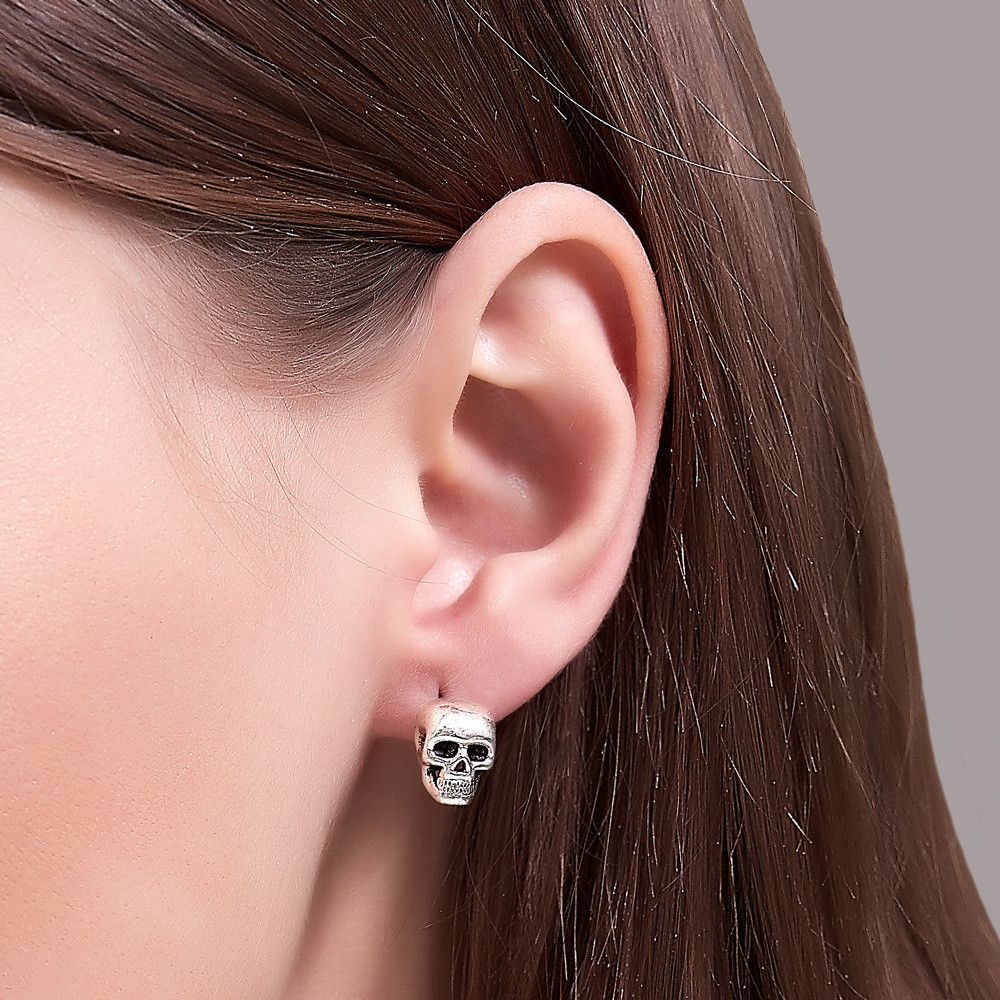 ROW Trend Ear Nail Festival Jewelry Gifts Halloween Stud Earring Ghost Head Copper Gothic Style Piercing Skull Head/Multicolor