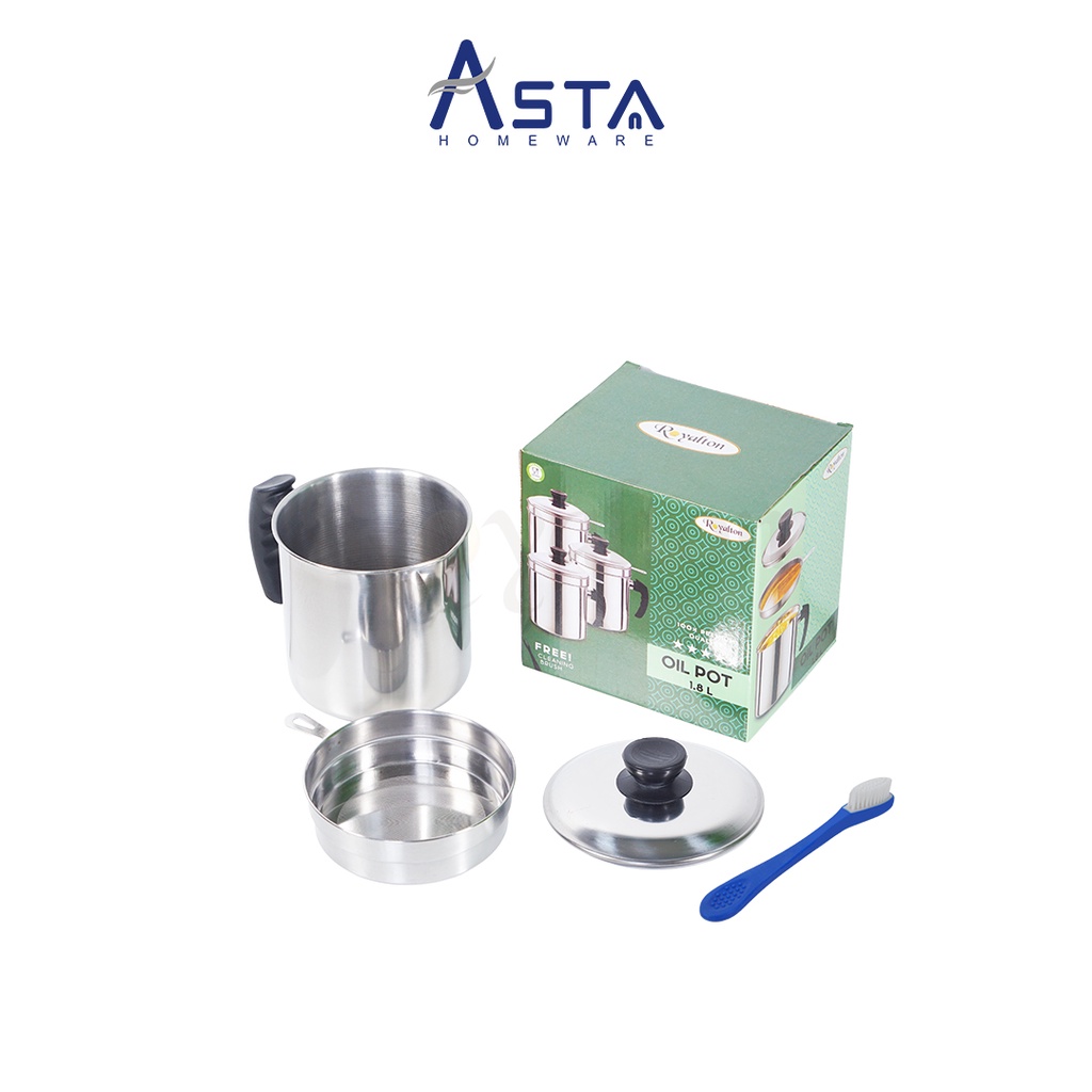 Asta Wadah Saringan Minyak 1.8 Liter / Oil Pot / Saringan Minyak Goreng Jelantah / Wadah Saringan Minyak Goreng Stainless Steel Anti Karat / Wadah Penyaring Minyak Goreng