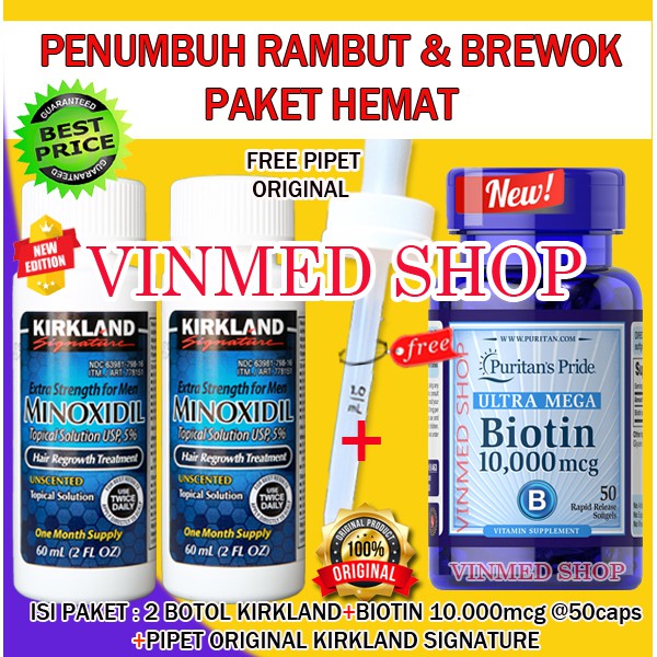 Kirkland Minoxidil 5%+Biotin 10.000mcg Paket Hemat