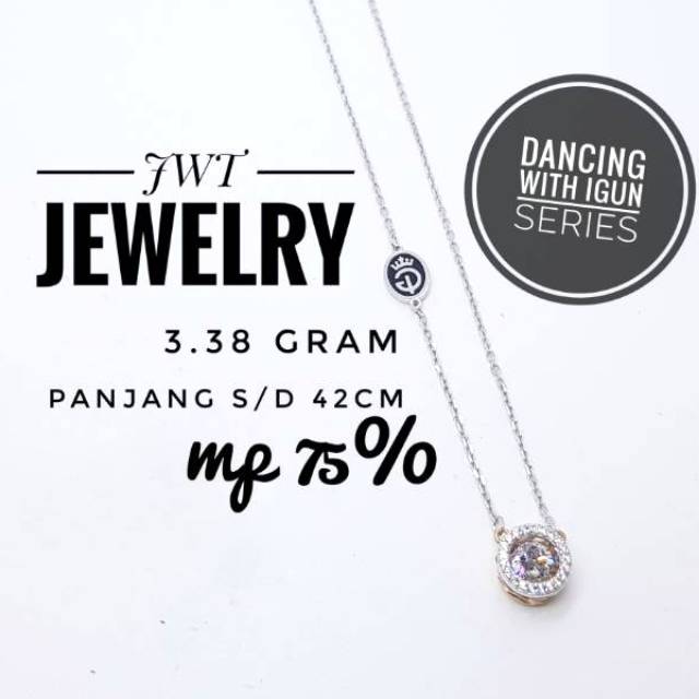 KALUNG EMAS SERUT IGUN BULAT DANCING STONE - 'DIAMOND LOOK' - 75%