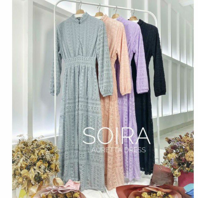 [ NEW ] DRESS BRUKAT LAURETTA ORIGINAL OTENTIC SOIRA / GAMIS BANGKOK IMPORT [restocks]