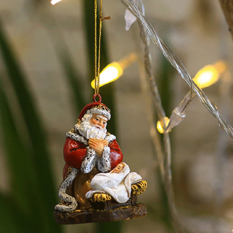 Ornamen Gantung Bentuk Santa Claus Bahan Resin Untuk Dekorasi Pohon Natal