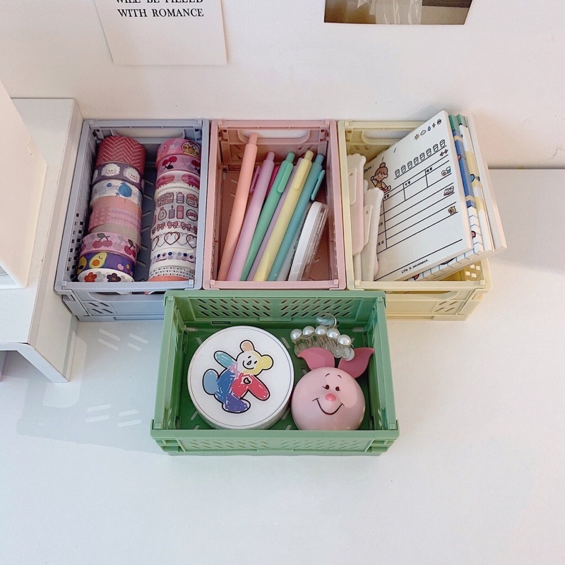 

Foldable Storage Box Home Organizer Collapsible Basket Desk Stationary Holder Cosmetic Container