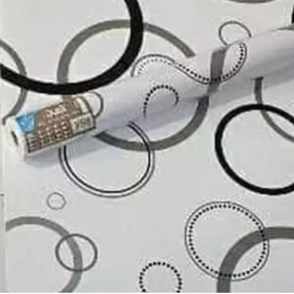 HARGA GROSIR Wolpeper Dinding - 45CM x 10M - wallpaper stiker dinding motif pol hitam - anti air