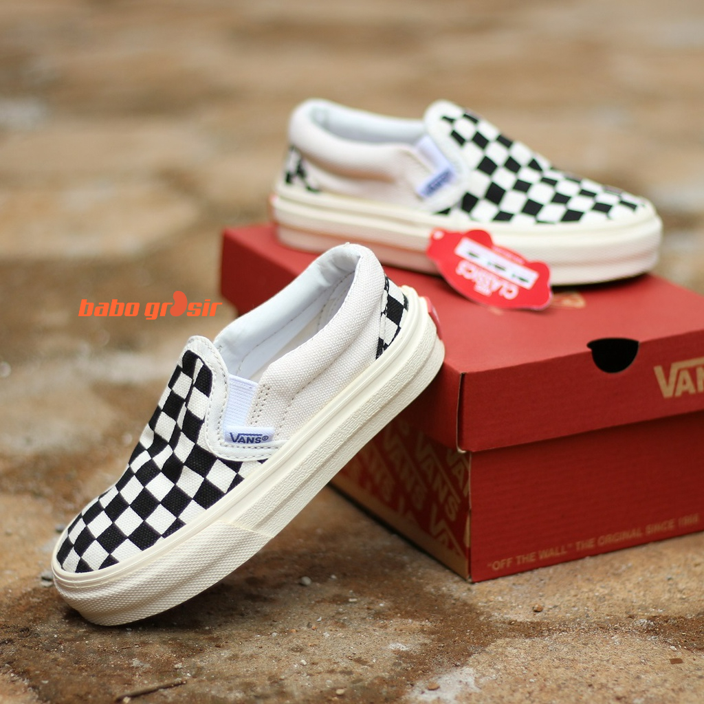 PROMO Sepatu Anak Vans Slip On Checkerboard Kids TOP Premium Quality, Bahan Kanvas, Sol Waffle DT Anti Slip Tidak Licin