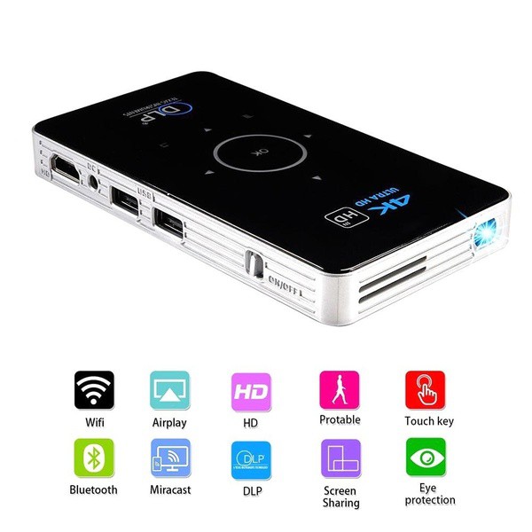 C6 DLP PROJECTOR MINI SMART PROJECTOR ANDROID ram 2gb rom 16gb amlogic S905X 4CORE